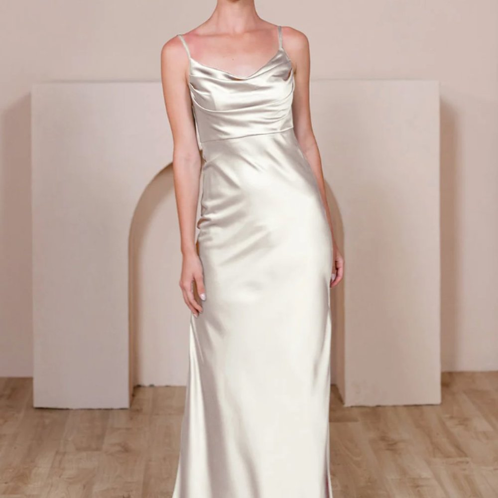 Revelry Skye Satin Dress Soft Champagne - 702